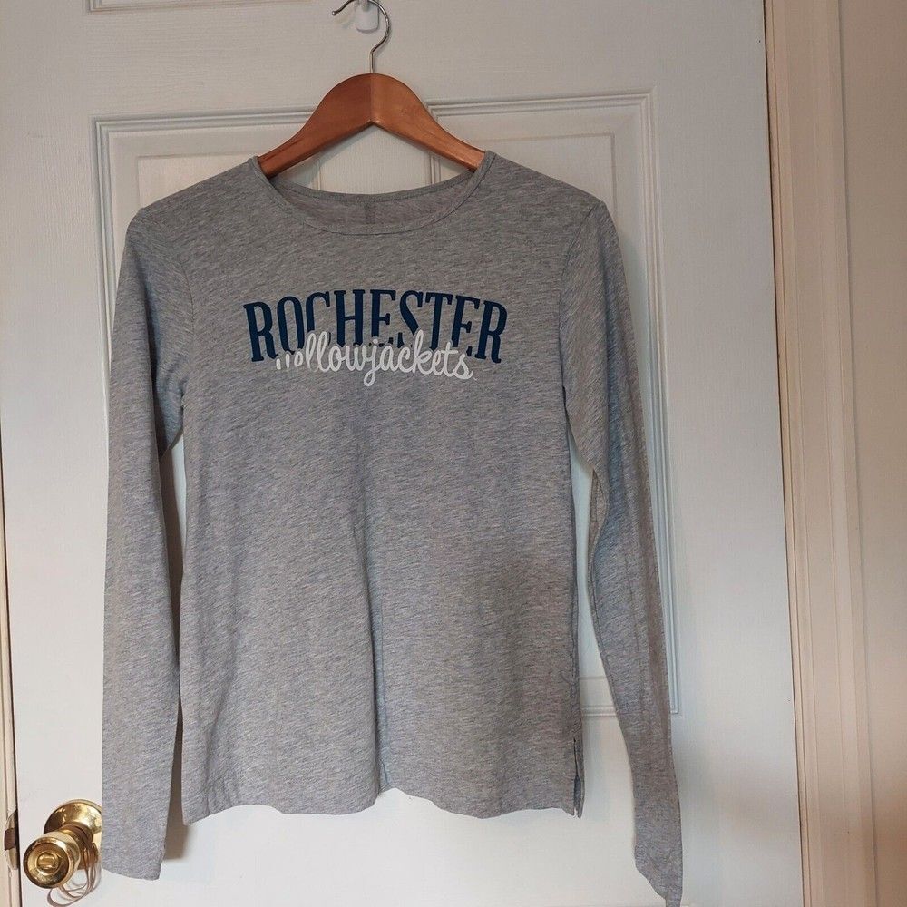 Red Shirt University Of Rochester Yellowjackets Grey Long Sleeve Shirt Sz Small